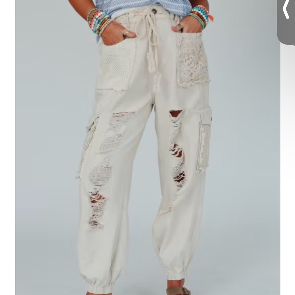 Three Birds Nest City Sky Distressed Pants